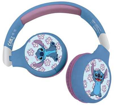 Lexibook - Disney Stitch - Casque Audio 2-en-1 Bluetooth & Filaire avec Micro et Bouton de contrôle, Pliable et Ajustable, Batterie Rechargeable Longue durée - HPBT010D