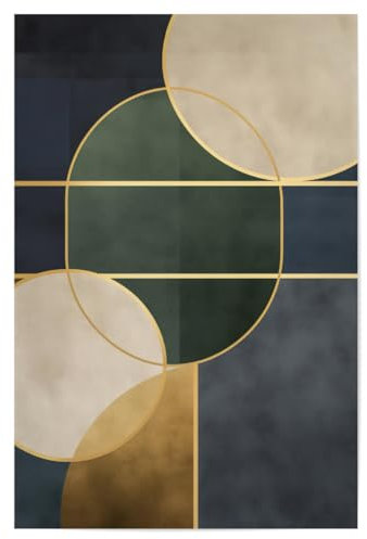 artboxONE Poster 120x80 cm Abstrakt Ovale Retro Form - Bild mid-Century-modern Bauhaus Art blattgold