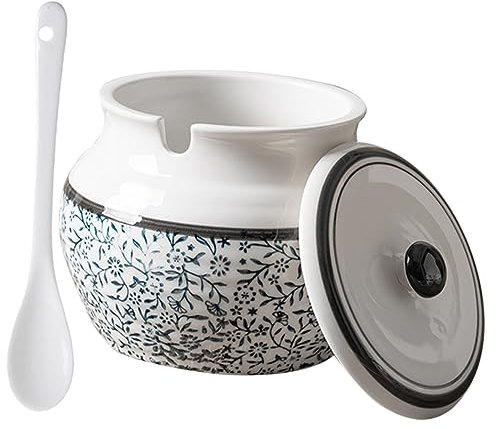 OUNONA Japanisches Schmalzglas Aus Keramik Küchenwaren Dekoratives Retro-honigglas Saucenschälchen Schale Aufbewahrungsdose Aus Porzellan Zuckerdose Aus Porzellan Gläser Tee Gewürzglas