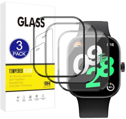 X-Dision [3 Pack Protector de pantalla Compatible con Xiaomi Redmi Watch 4,[Resistente a los arañazos][Cubierta completa curvada en 3D] Protector para Xiaomi Redmi Watch 4
