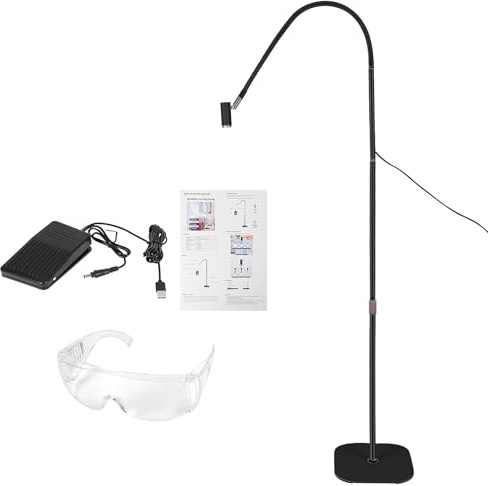 GDWD UV Wimpern Lampe, 6W UV Wimpernlampe mit Fußschalter Schutzbrille, UV Lash Lamp mit Einstellbare Punktgröße, 360° Flexibler Schwanenhals UV Licht für Gelnägel und Wimpern Aushärten (Schwarz)
