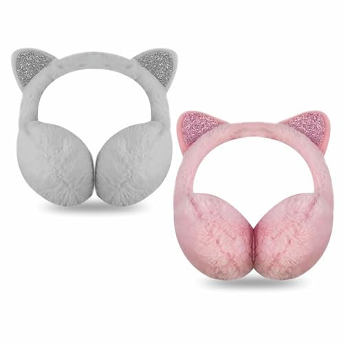 Cat Ear Muffs Soft Ear Cover Comfortable Earmuffs Winter Ear Warmers Outdoor Ear Protector For Kids Girls Ladies Women Men Cold Weather Supplies Assorted Colours Diameter 12cm L21 x W17cm (1Pc)