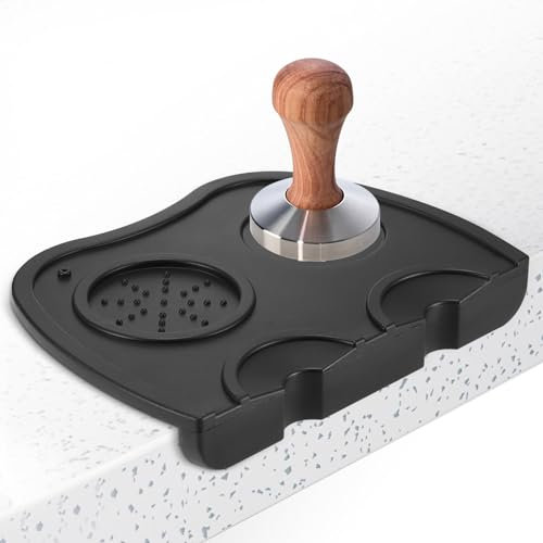 AWSGHLF Tamping Mat - Anti-Slip Silicone Espresso Tamping Mat with 2 Holes Corner Edge Practical Coffee Tamper Mat Espresso Mat