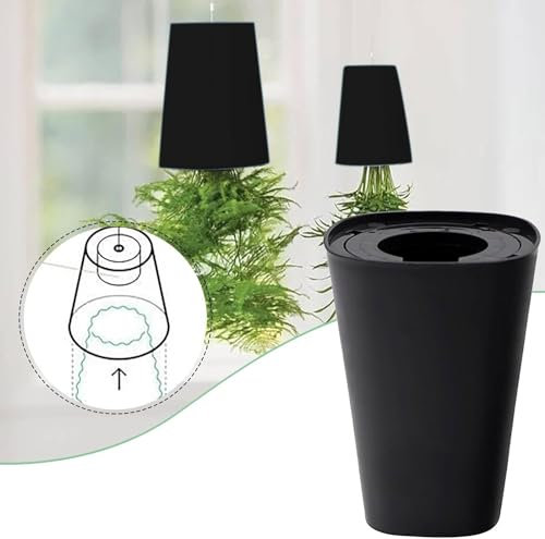 BLOSSOMLIFE Pot de fleurs suspendu pour plantes d'intérieur et d'extérieur à l'envers avec chaîne pour jardin et maison (noir)