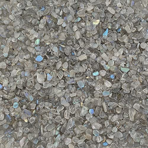 ICXLPMC Paquet de 50g de Pierre de Lune Grise Naturelle, Gravier de Labradorite, Pierre précieuse en Cristal, Cadeau d'aquarium for Salle de Maison Collecte à Domicile
