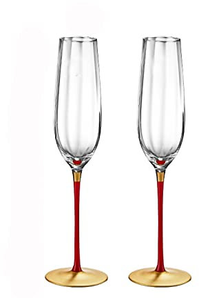 Generic Flûte À Champagne Verre Cristal Léger Et Luxueux Verre À Champagne Set de 2 Verres À Vin Créatifs Faits À La Main 250 Ml Flûte À Champagne/Rouge/250 Ml