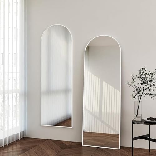 Boromal WDWRITTI Weiß Ganzkörperspiegel Bogen 50x150cm, groß Standspiegel mit Metallrahmen HD Wandspiegel Spiegel Bogenspiegel für Ankleidezimmer, Schlafzimmer, Wohnzimmer