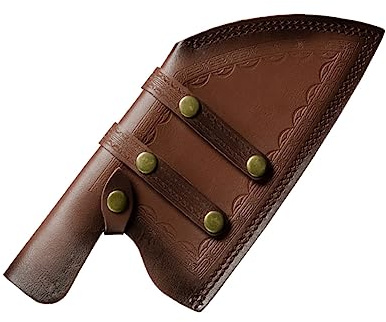 MAGICLULU Funda De Cuchillo De Carnicero De Cuero Reciclado Marrón, Protectora y Resistente, Hebilla Fija, Para Uso Cocina y Exterior