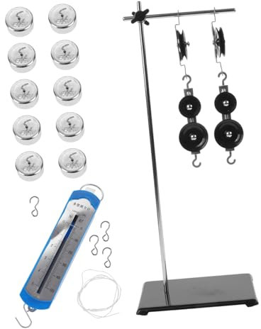 BELLIFFY Pulley Verstellbarem Halter Physik Experimentierset Für Mechanischen Unterricht Inkl Hakengewichte Und Kraftmesser Zubehör Für Physik Experimente Mittelstufe