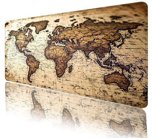 Mouse Mat Retro Mouse Pad Map Desk Mat Large 1200 x 600 x 5 mm XXL Gaming Mouse Pad Stitched Edges, Mousepad Non Slip Rubber Base, Extra Large Washable Keyboard Mat for Desk Office Decor Gifts H-870