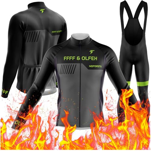 Abbigliamento Ciclismo Uomo Invernale Tuta da Ciclista Manica Lunga Completo MTB Bici,gel 9D Tute da ciclismo per il ciclismo MTB outdoor-Completo Ciclismo Uomo
