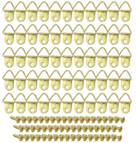 55 colgadores de cuadros con 55 tornillos, ganchos para colgar cuadros para colgar marcos de fotos, ganchos para colgar marcos de fotos, para casa, oficina, fotos, pintura, pintura, color dorado