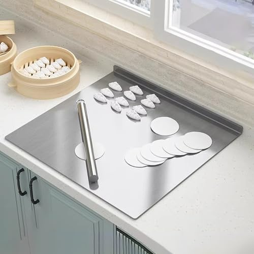 YZMJXNYY Planche A Decouper INOX 304, Planche À Découper pour Cuisine, Grande Cutting Board, pour La Viande, Les Fruits, Les Légumes, Le Pain Et La Boulangerie, Etc(40x40cm/15.7x15.7in)