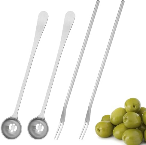 Pickle Fork 4 st 18,5 cm olivsked pickle grabber inlagd lökgreppare långt handtag inlagd lök gaffel pickle kit inlagd lök gaffel för konserverad mat ättikelslök inlagd lök fruktgrill