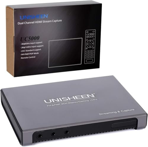 UNISHEEN 4K Video Capture Box USB 3.0 1080P Capture, 144FPS Zero-lag, Ultra-Low Latency, Compatible with PS5, PS4,Nintendo Switch, Pip Switchable