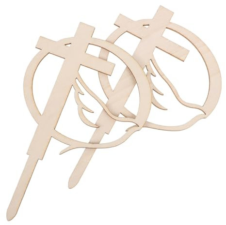 MAGICLULU 2pcs Cross Dove Cake Topper Stitch Cake Decorations Photo Props for Party