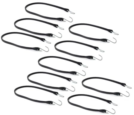 YFUK 50099999 Gummi-Planengurte, strapazierfähige Spanngurte Für den Außenbereich, Bungee-Seile mit Haken, 78,7 cm, schwarzer Gummi Für universelle Wasserfahrzeuge, 10 Stück
