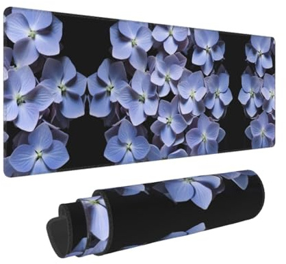 Poezjzw Grand tapis de souris de jeu avec motif hortensia mauve, grand ordinateur pour la maison, le bureau, le jeu, le travail, 80 x 30 cm