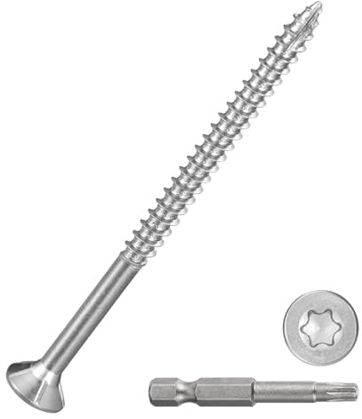 DTGN 30Pack #8x2-1/2 Deck Wood Screws kit 410 Stainless Steel Silver | Wood Screws Epoxy-Coated Decking Screws W/ T25 Torx Star Drive Bit,Good for Decks,Fences,Frames,Farms,Outdoor Furniture