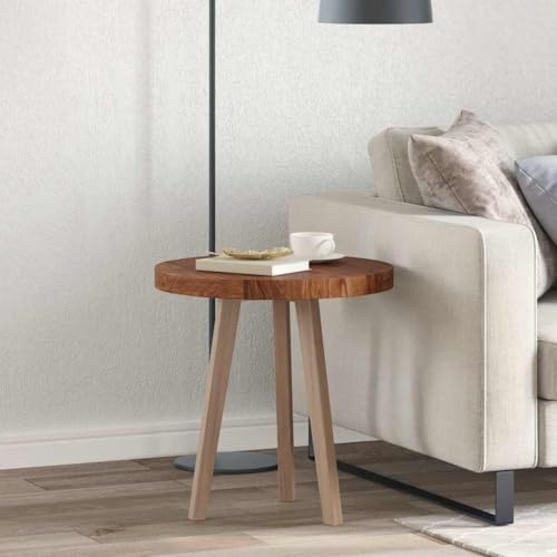 Hoopleep Plateau de table rond marron foncé, Ø 50 x 4 cm, en chêne massif pour tables à manger, tables d'appoint, aspect noyer