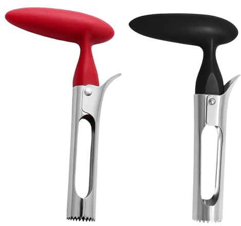 2 Apfelentkerner, Apfelausstecher Edelstahl, Apfelkernausstecher mit Ergonomischen Griffen, Rot und Schwarz, Ideal für Küche und Backen