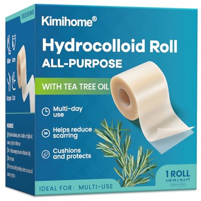 Hydrokolloid-Rolle Pflaster - 2.56in*16.4ft Hydrokolloidverband mit Teebaumöl - Schneidbar, hochabsorbierend für Blasen, Wundpflege - Erste-Hilfe-Set & Reiseessentials
