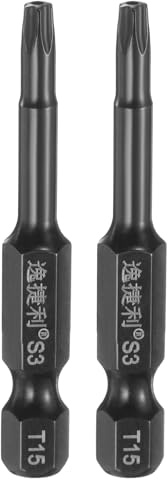QUARKZMAN 2 Pz Punta Cacciavite Stella Torx Di Sicurezza T15 Attacco Esagonale 1/4 Lunghezza 50mm (2) Magnetica Antimanomissione 6 Punta Punta Trapano Acciaio S3 Lucidato Specchio