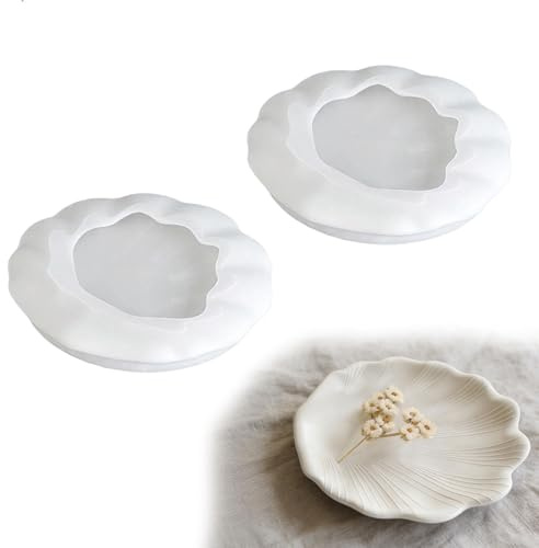Moldes para Resina, Moldes Silicona Manualidades, Textura en Forma de Hoja Molde para Resina Epoxi, Molde de Silicona Resin Epoxi para Contener Fruta, Galletas y Flores, 2 Piezas
