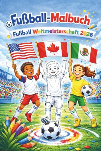 Fussball Malbuch Weltmeisterschaft 2026 (Band 5): Ausmalbuch für Kinder von 6 - 12 Jahren, Ohne Logos & Werbung, mit Elementen der Länder USA, Kanada, Mexiko