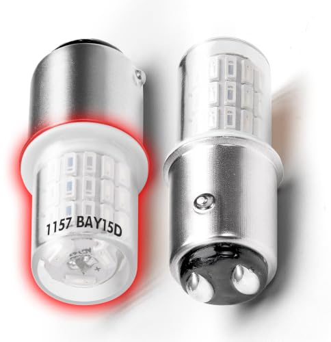 P21/5w 1157 Bay15D LED Bulb Red 2w, 12V-24V Brake Stop Tail Lights, 2PCS | 4010 45SMD Lights 250LM 2057 2357 7528 1016 1034 LED for Car Backup Reverse Daytime Running, Rear Parking Turn Signal Lights