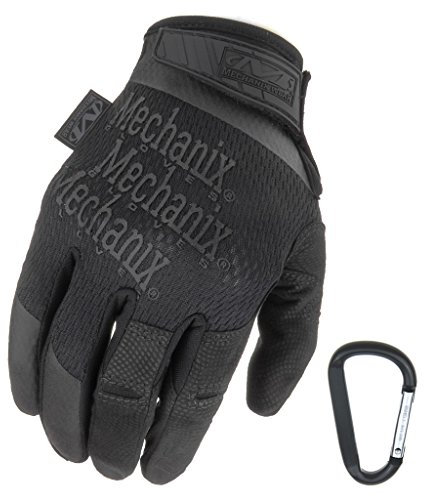 MECHANIX WEAR Specialty High Dexterity 0.5mm 2017, taktische Einsatz-Handschuhe, atmungsaktiv & ergomisch + Gear-Karabiner, Schwarz, Coyote/Größe S, M, L, XL (L, Schwarz)