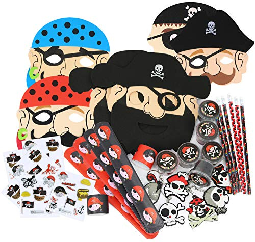 com-four® 36-teiliges Mitgebsel-Set Pirat - Goodies und Gastgeschenke für Kindergeburtstag und Mottoparty - Piraten-Party-Zubehör für 6 Kinder [Auswahl variiert] (Set 04-36-teilig)