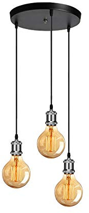 iDEGU 3-flammige Pendelleuchte Industrie Retro Kronleuchter mit E27 Fassung Edison-Stil Hängeleuchte Metall Hängelampe für Wohnzimmer Schlafzimmer Küche Esszimmer Bar Theke - Silber