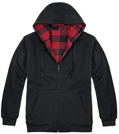 Victory Outfitters Men's Reversible Buffalo Plaid Fleece Jacket - Black/Red - XL