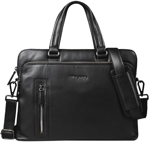 STILORD Lory Aktentasche Damen Leder Vintage Business Laptoptasche 13,3 Zoll MacBooktasche als Handtasche Umhängetasche für Büro Office Echtleder Farbe:schwarz