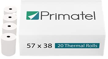 Primatel 57 x 38mm Thermal Paper Till Rolls- Machine Till Rolls, Cash Register Receipt, Printer Rolls (1 Box = 20 Rolls)