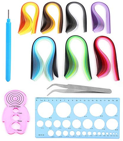 Quilling Paper Rolling Kit Schlitzwerkzeugstreifen mit Pinzette und Lineal für die Dekoration im Home Office