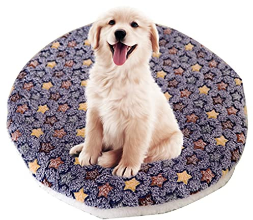 YUPPIE TONE Waschbare Haustiermatte Rundes Haustierdecke Hundedecke Katzendecke für Hund Katze - Blau Stern 42 * 42cm