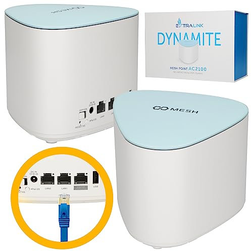 Extralink Dynamite C21, Router Mesh, Punto di Accesso WiFi, Ripetitore WiFi, Doppia Banda(5GHz/ 2.4GHz), 2100Mb/s, MU-MIMO, Sistema WiFi Mesh domestic
