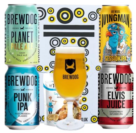 Brewdog UK Craft Beer 4 Can Gift Set with Glass