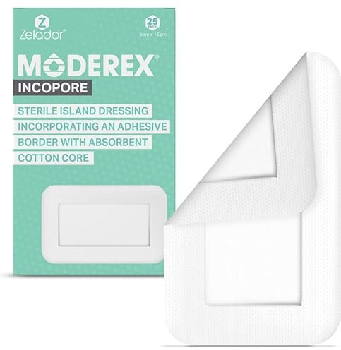Moderex Pansement adhésif stérile avec coton absorbant (9 x 15 cm x 25)