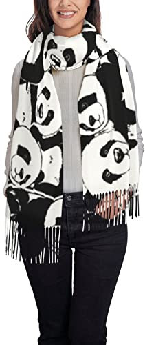 600 Damen Winterschal Panda Schwarz Weiß Damen Schal Damen Damen Winter Schal Mode Schal Nackenwärmer Für Hochzeit Freizeit Frauen 72X197Cm