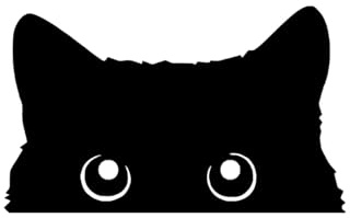Pack of 4 Cute Cat Peeking Silhouette Sticker - Peel & Stick - Nursery Decal, Car Bumpers, Water Bottles, Scrapbooking, Fun Gift (10cm x 6cm, Black)