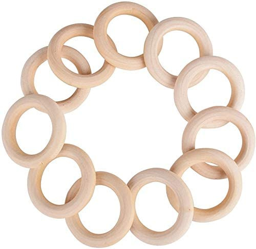Perlin Holzring, Ø 40mm Holzringe Schmuck, 20stk Unvollendete glatten Holz Hoop, Gardinenringe für Gardinen