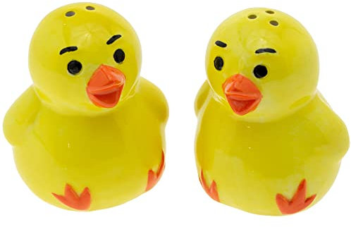 Boston International Salt and Pepper Shakers Easter Ceramic Serveware, Set of 2, Yellow Chick