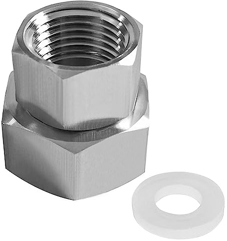 Fitvell 304 Stainless Steel Garden Hose Adapter 3/4GHT Female to 1/2NPT Female Water Pipe Connector with Washer