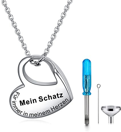 YOTHIWAD Herz Urne Halskette für Asche,Urne Kette mit Gravur für Immer in Meinem Herzen Edelstahl Asche Schmuck Memorial Anhänger für geliebte Menschen mit Füllung Kit