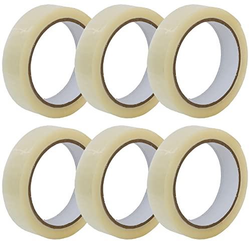 Coselena 6 Pack Cellotape Roll - 24mm x 66m Heavy Duty Sticky Packaging Tape - Crystal Clear Parcel Tape for Tape Dispenser, Tape Gun & Cardboard Boxes