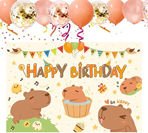 cumpleaños para niños, Capibara colorido fondo feliz cumpleaños, Fondo decorativo feliz cumpleaños para la celebración, adorable cartel animales con alfabeto para Jingan