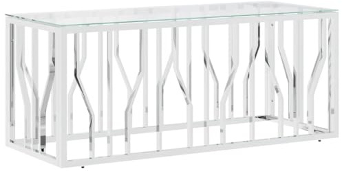 vidaXL Couchtisch 110x45x45 cm Edelstahl und Glas